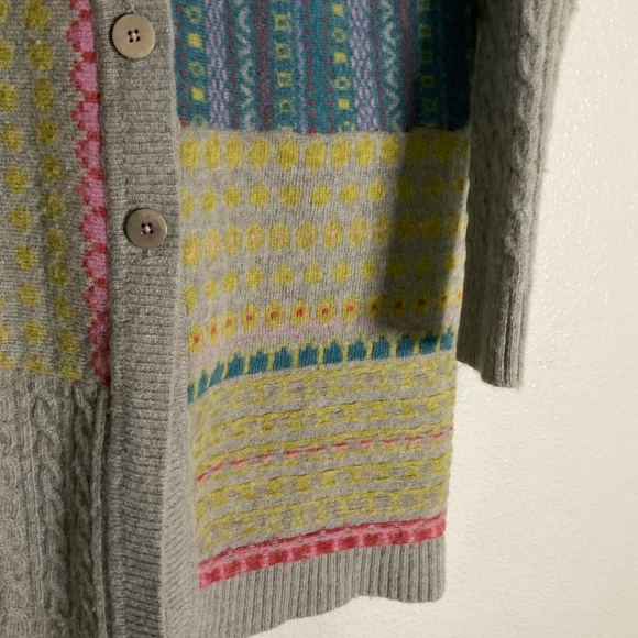 Sundance Cardigan Sweater Coat Patchwork Lambswool Blend Duster Buttons Medium - Picture 12 of 16